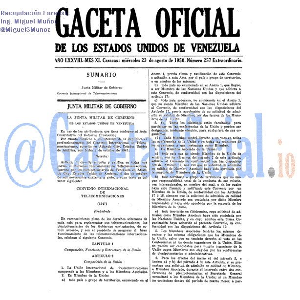 Gaceta Oficial 257 del 23 Agosto 1950