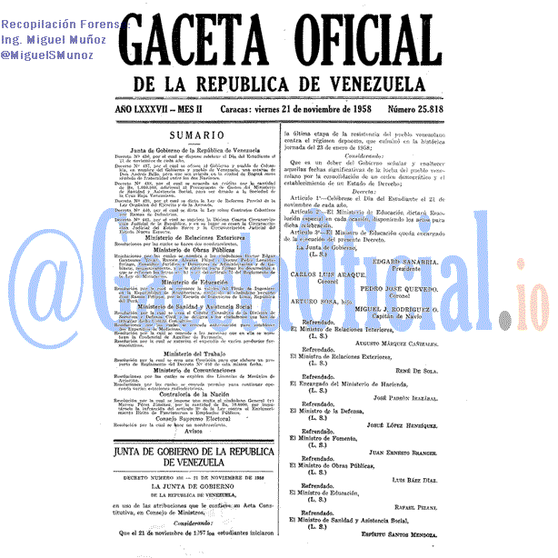 Gaceta Oficial 25818 del 21 Noviembre 1958