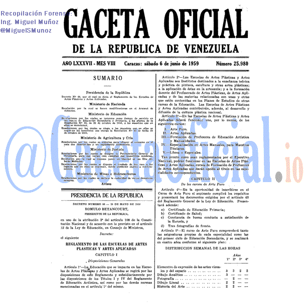 Gaceta Oficial 25980 del 6 Junio 1959