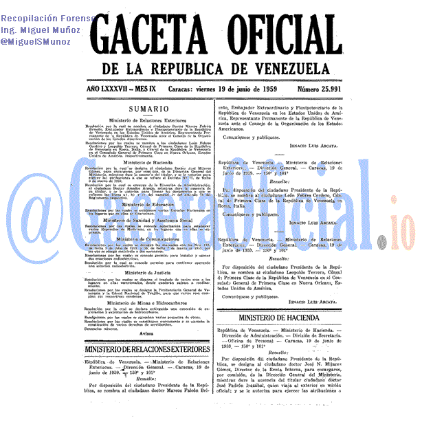Gaceta Oficial 25991 del 19 Junio 1959