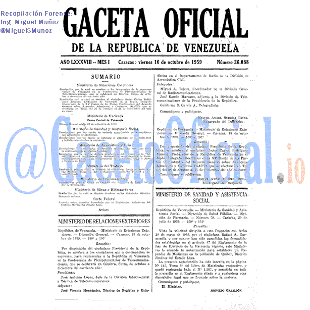 Gaceta Oficial 26088 del 16 Octubre 1959