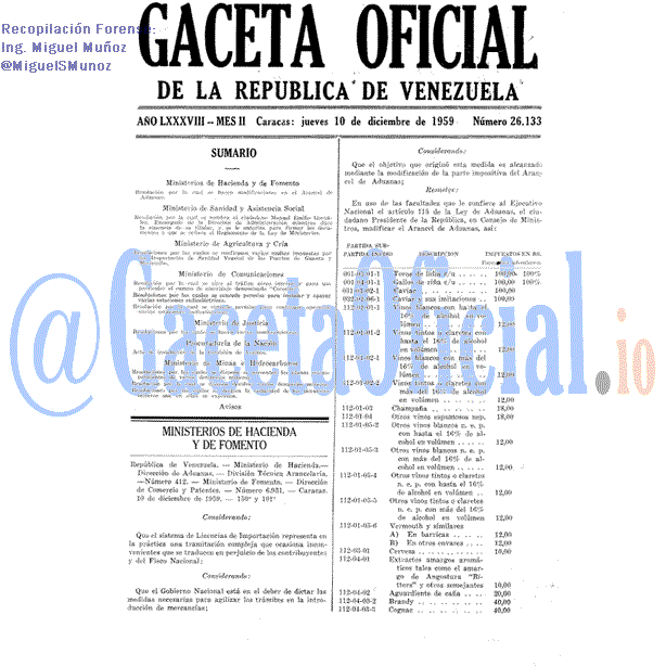 Gaceta Oficial 26133 del 10 Diciembre 1959