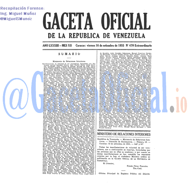 Gaceta Oficial 470 del 16 Septiembre 1955