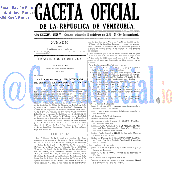 Gaceta Oficial 480 del 15 Febrero 1956