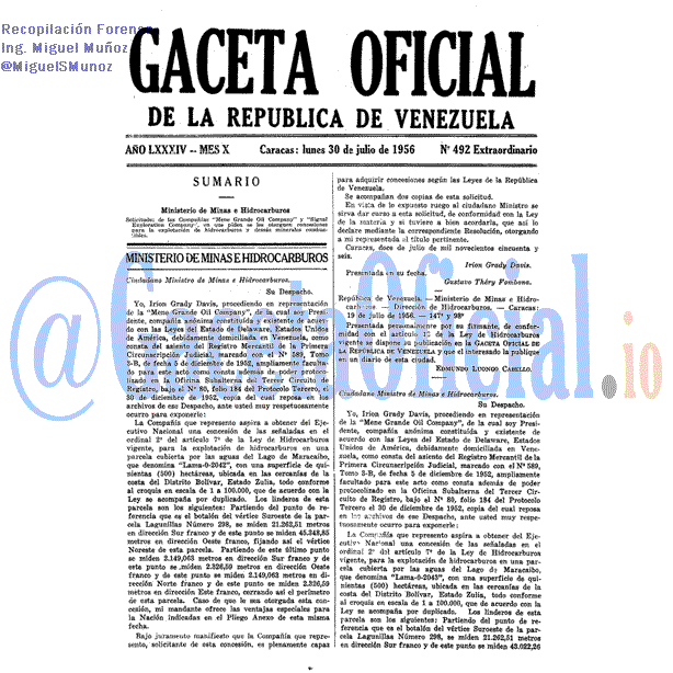 Gaceta Oficial 492 del 30 Julio 1956