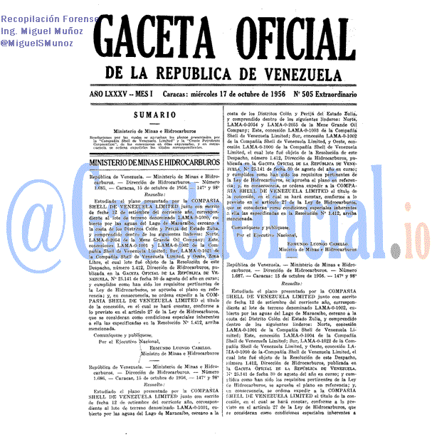 Gaceta Oficial 505 del 17 Octubre 1956