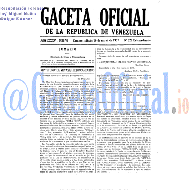 Gaceta Oficial 521 del 16 Marzo 1957