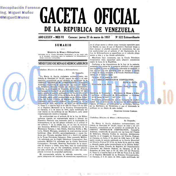 Gaceta Oficial 522 del 21 Marzo 1957