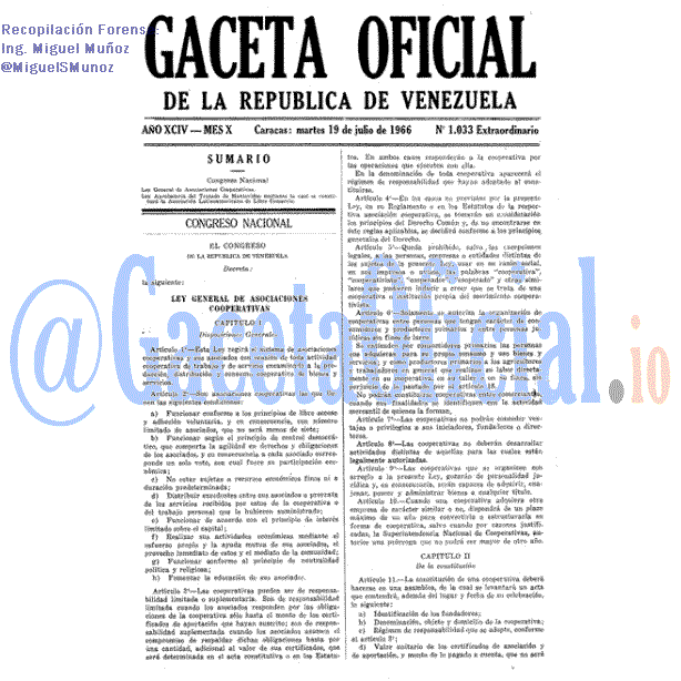 Gaceta Oficial 1033 del 19 Julio 1966