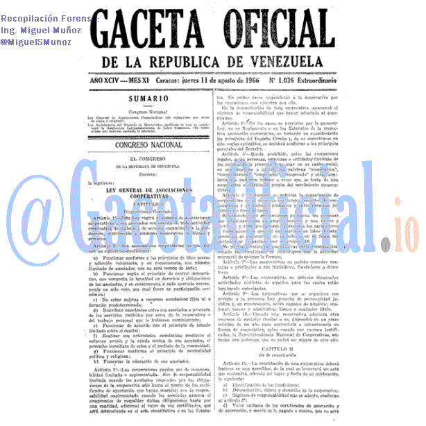 Gaceta Oficial 1036 del 11 Agosto 1966