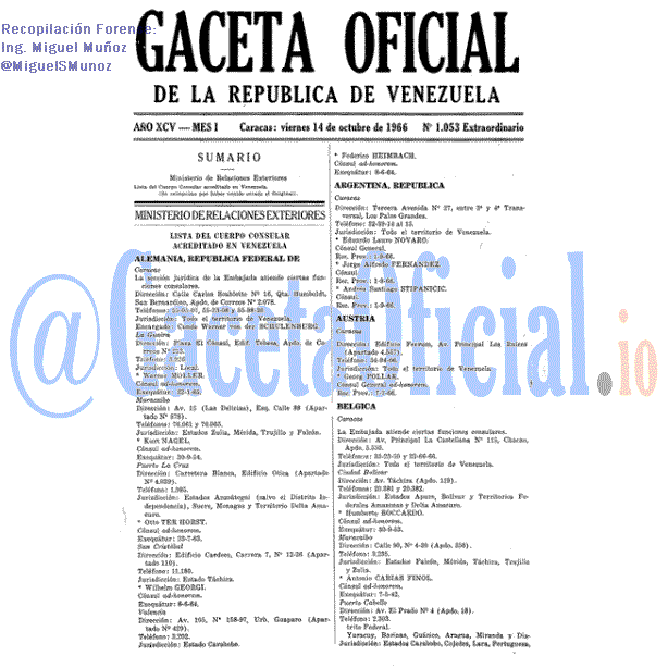 Gaceta Oficial 1053 del 14 Octubre 1966