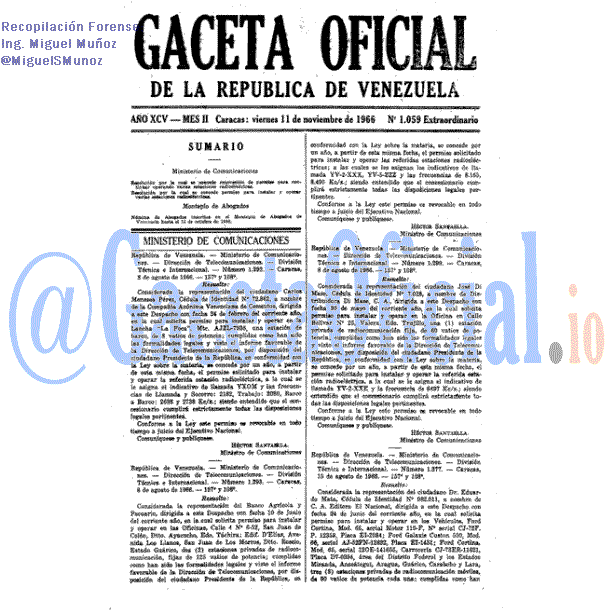 Gaceta Oficial 1059 del 11 Noviembre 1966