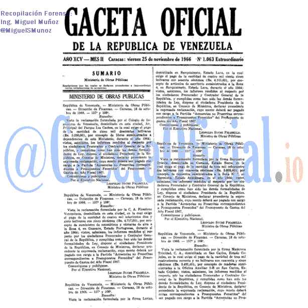 Gaceta Oficial 1063 del 25 Noviembre 1966
