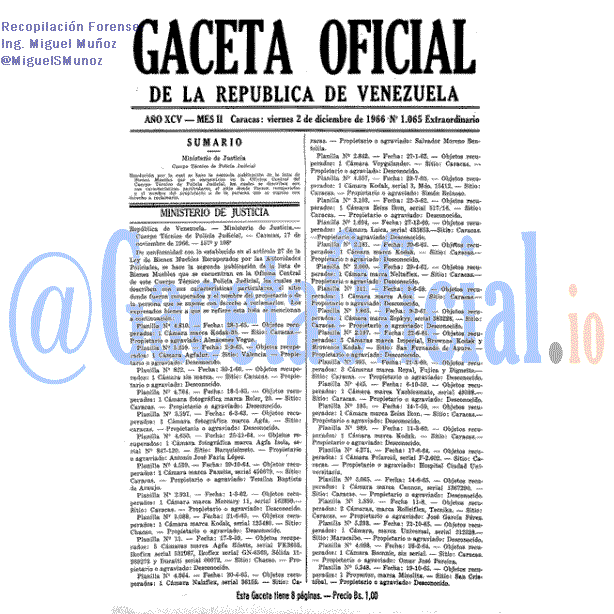 Gaceta Oficial 1065 del 2 Diciembre 1966