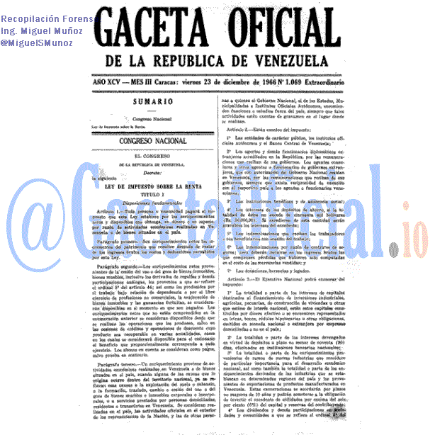 Gaceta Oficial 1069 del 23 Diciembre 1966