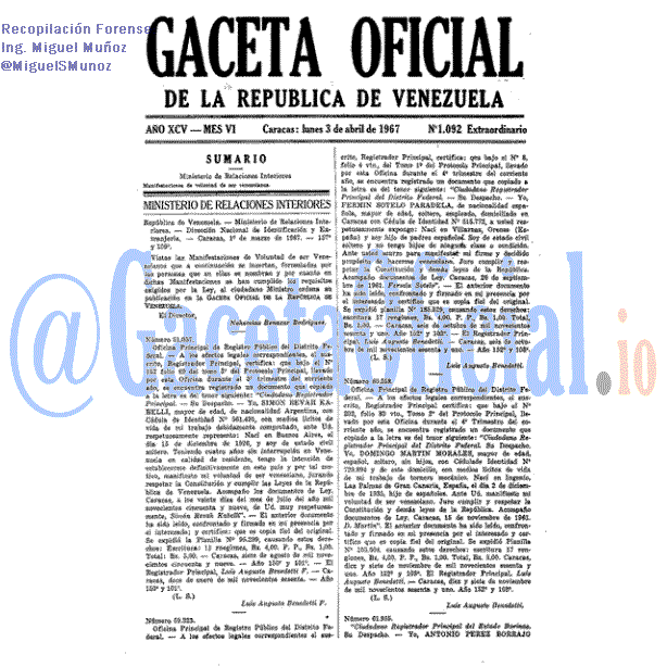 Gaceta Oficial 1092 del 3 Abril 1967