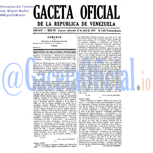 Gaceta Oficial 1097 del 12 Abril 1967