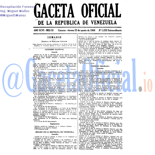 Gaceta Oficial 1232 del 23 Agosto 1968