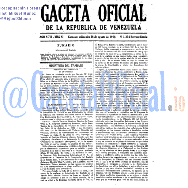 Gaceta Oficial 1234 del 28 Agosto 1968