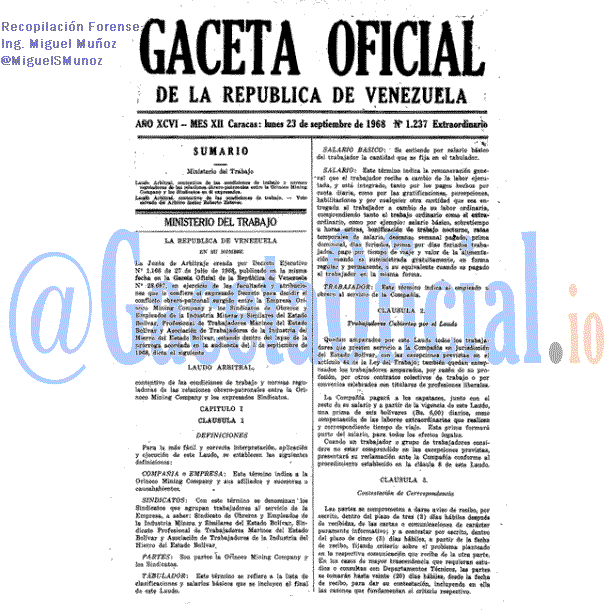 Gaceta Oficial 1237 del 23 Septiembre 1968