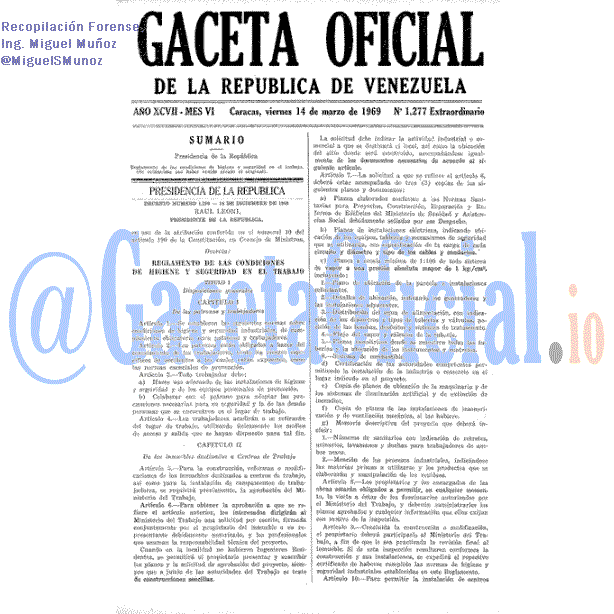 Gaceta Oficial 1277 del 14 Marzo 1969