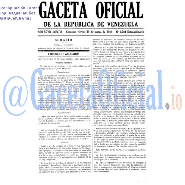Gaceta Oficial 1281 del 28 Marzo 1969