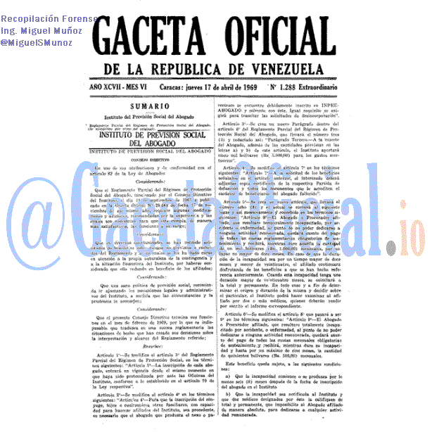Gaceta Oficial 1288 del 17 Abril 1969