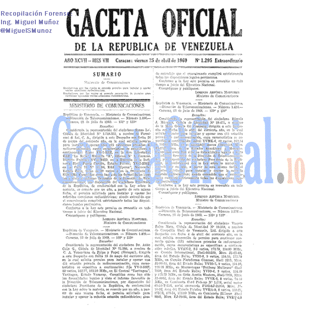 Gaceta Oficial 1295 del 25 Abril 1969