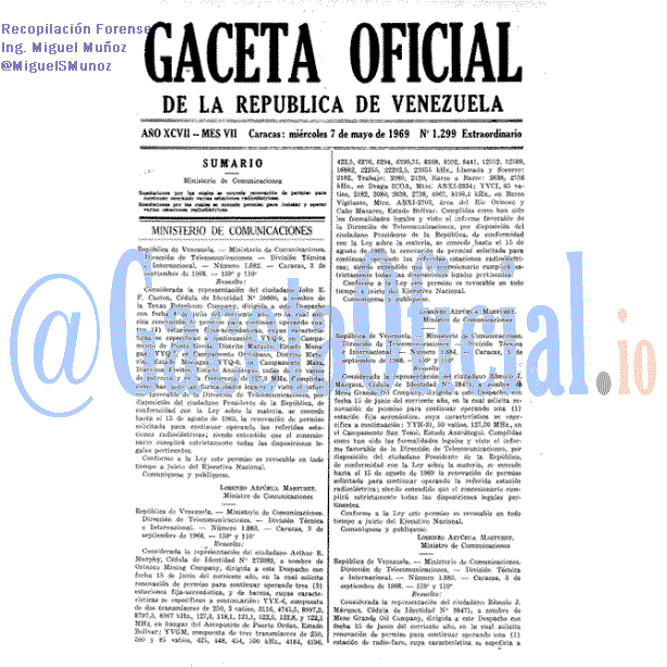 Gaceta Oficial 1299 del 7 Mayo 1969