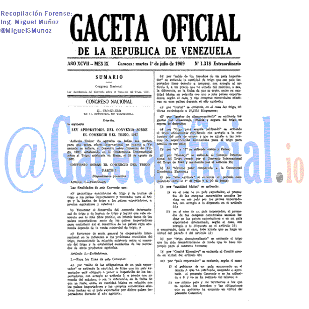 Gaceta Oficial 1318 del 1 Julio 1969