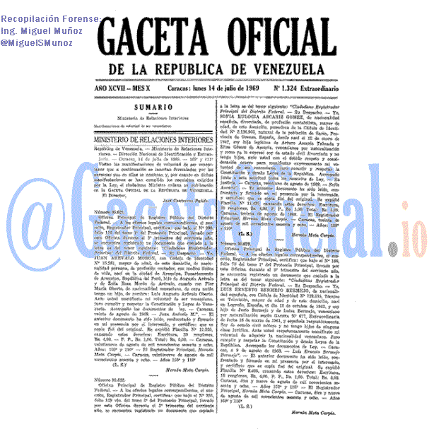 Gaceta Oficial 1324 del 14 Julio 1969