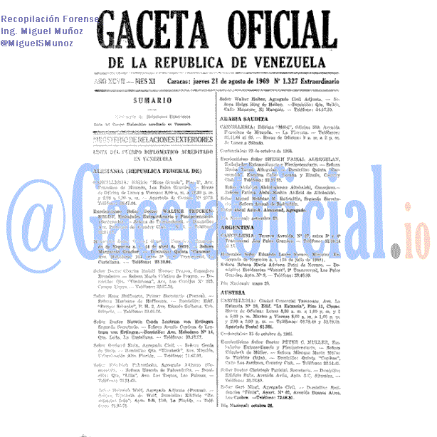 Gaceta Oficial 1327 del 21 Agosto 1969