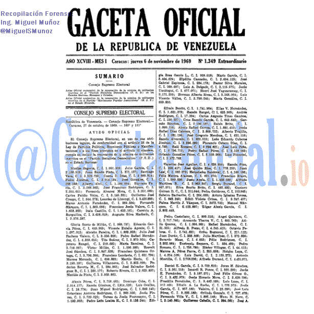 Gaceta Oficial 1349 del 6 Noviembre 1969
