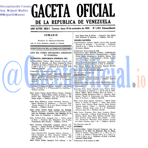 Gaceta Oficial 1351 del 10 Noviembre 1969