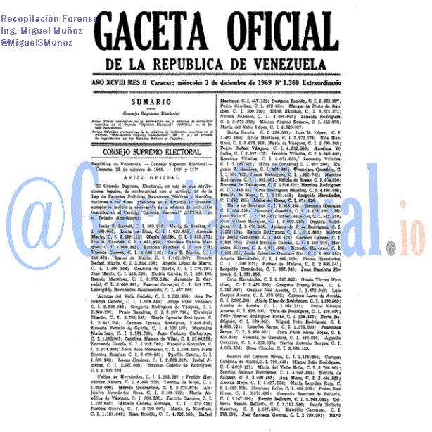 Gaceta Oficial 1360 del 3 Diciembre 1969