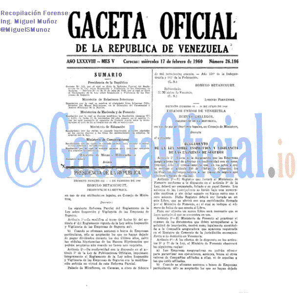 Gaceta Oficial 26186 del 17 Febrero 1960