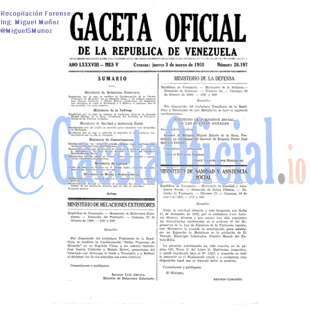 Gaceta Oficial 26197 del 3 Marzo 1960