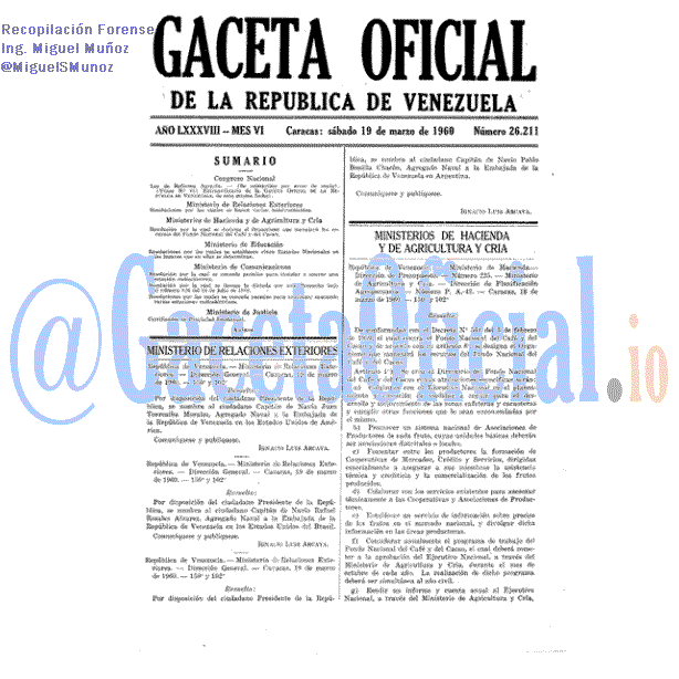 Gaceta Oficial 26211 del 19 Marzo 1960