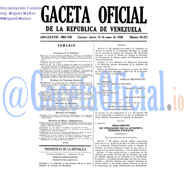 Gaceta Oficial 26251 del 12 Mayo 1960