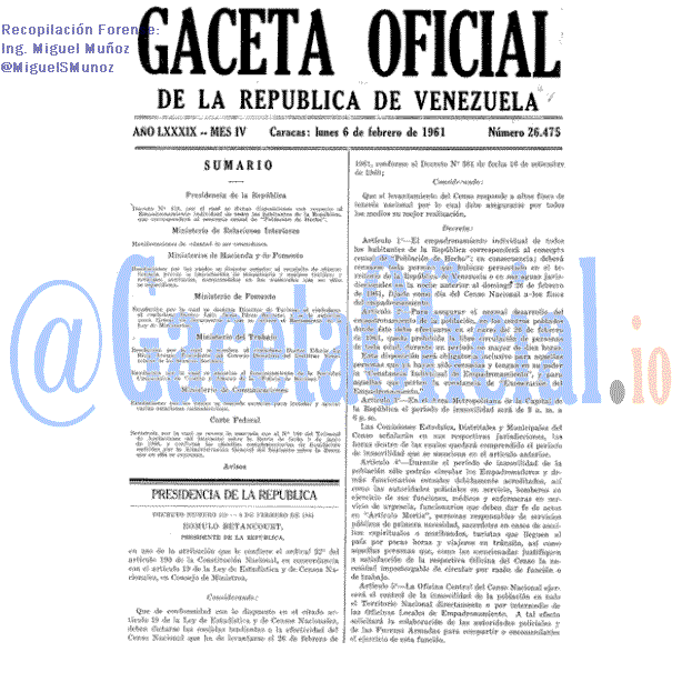 Gaceta Oficial 26475 del 6 Febrero 1961