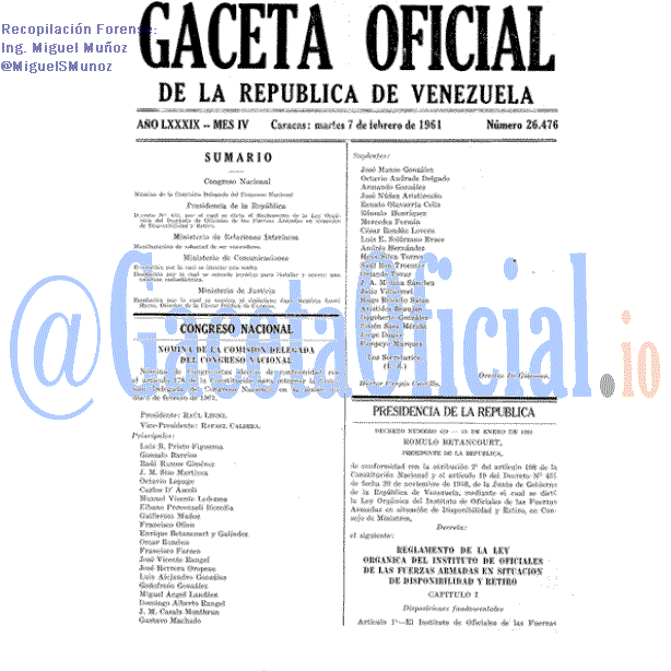 Gaceta Oficial 26476 del 7 Febrero 1961