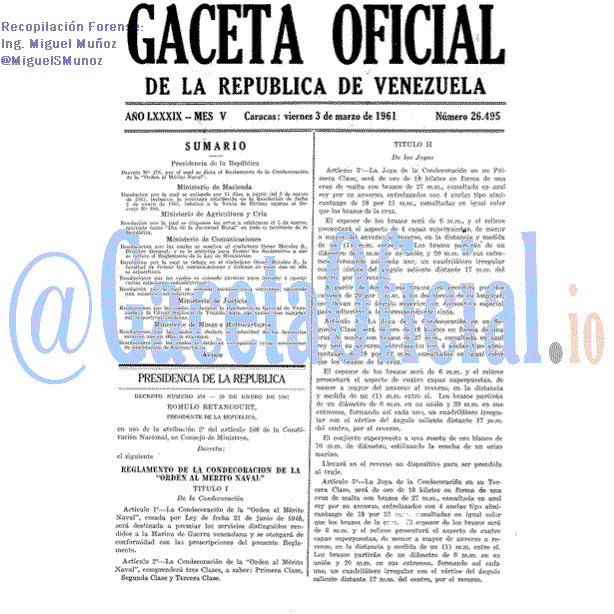 Gaceta Oficial 26495 del 3 Marzo 1961