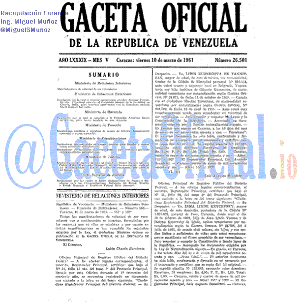 Gaceta Oficial 26501 del 10 Marzo 1961