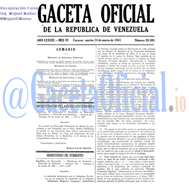 Gaceta Oficial 26504 del 14 Marzo 1961