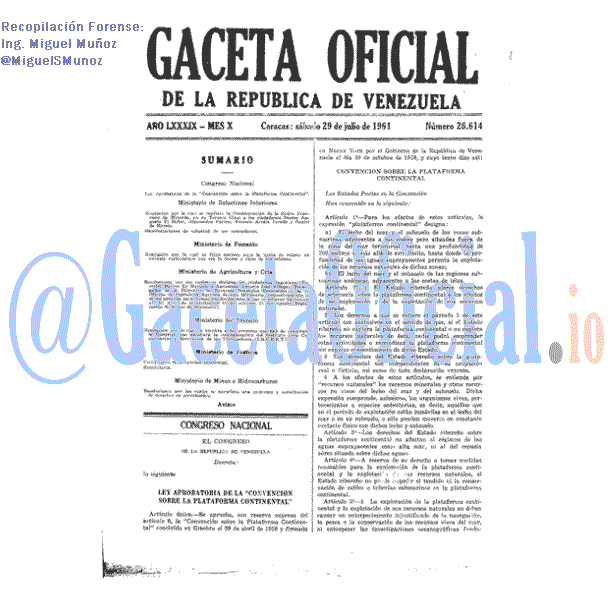Gaceta Oficial 26614 del 29 Julio 1961