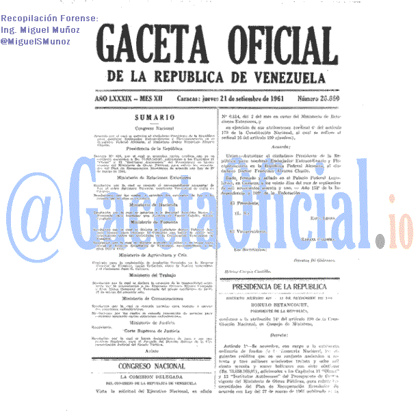 Gaceta Oficial 26660 del 21 Septiembre 1961