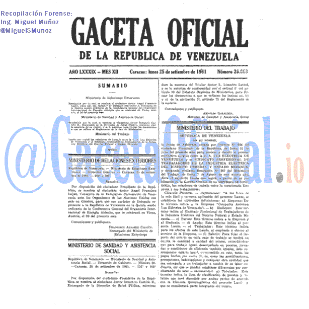 Gaceta Oficial 26663 del 25 Septiembre 1961