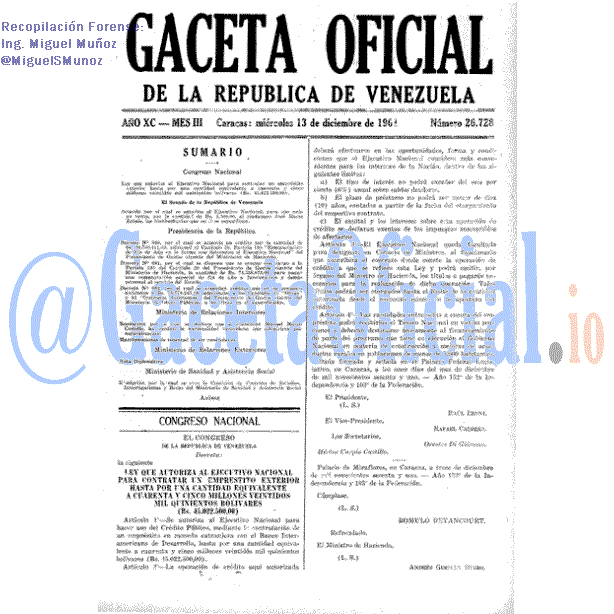 Gaceta Oficial 26728 del 13 Diciembre 1961