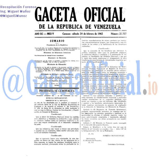 Gaceta Oficial 26787 del 24 Febrero 1962
