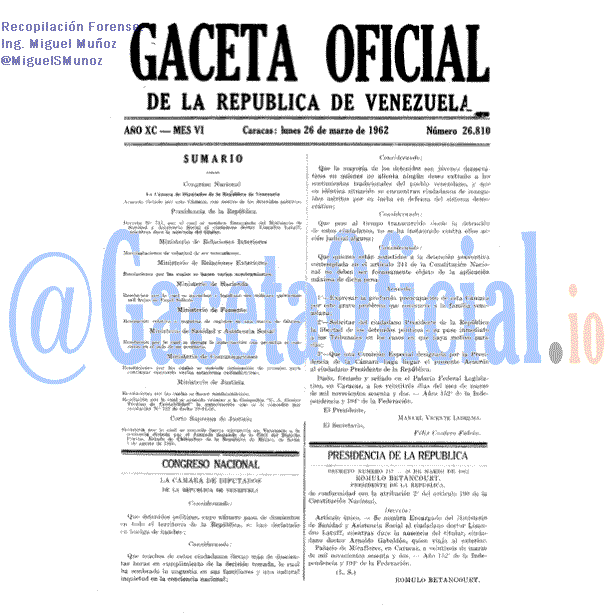 Gaceta Oficial 26810 del 26 Marzo 1962